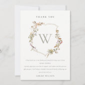 Dusky Roze Blush Wildflower Wapen Bruidsdouche Bedankkaart (Voorkant)