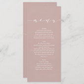 Dusky roze elegante waterverf schilderde bruiloft menu (Voorkant / Achterkant)