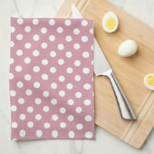 Dusky Roze  keukenhanddoek met polka stippen (Quarter Fold)