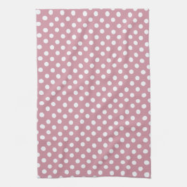 Dusky Roze  keukenhanddoek met polka stippen