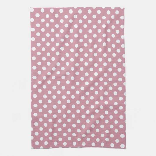 Dusky Roze  keukenhanddoek met polka stippen (Verticaal)