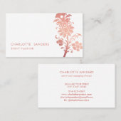 Dusky roze luxe minimale bloemenchique visitekaartje (Voorkant / Achterkant)