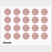 Dusky roze met witte monogram naam ronde sticker (Vel)
