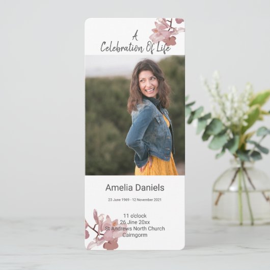 Dusky Roze Orchid Celebration of Life Photo Card Kaart (Staand voorkant)