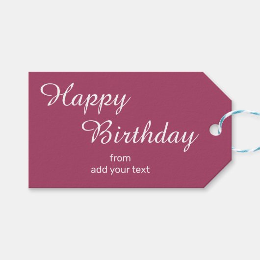 Dusky Roze Verjaardagscadeau Labels Cadeaulabel (Voorkant (Horizontaal))