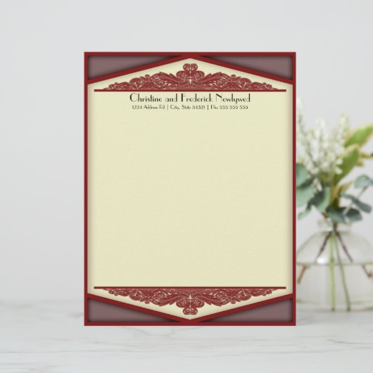 Dusky Roze Vintage, briefhoofd (Staand voorkant)