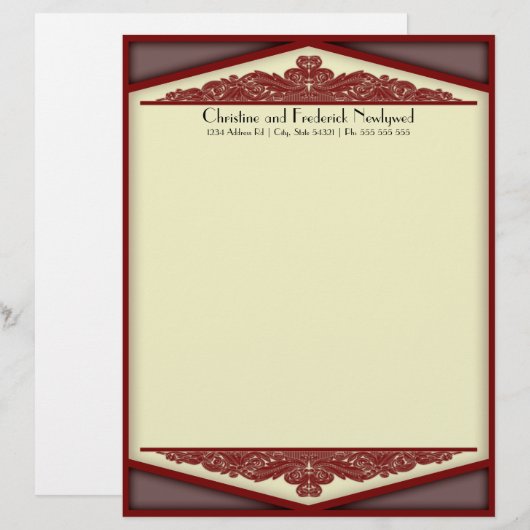 Dusky Roze Vintage, briefhoofd (Voorkant / Achterkant)