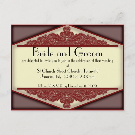 Dusky Roze Vintage, bruiloft uitnodiging briefkaar (Voorkant)