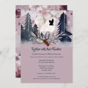 Dusky roze waterverf bos donkere maan  kaart