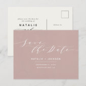 Dusky roze + wit elegante bruiloft opslaan van de  briefkaart (Voorkant / Achterkant)