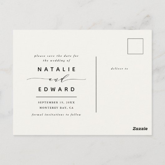 Dusky roze + wit elegante bruiloft opslaan van de  briefkaart (Achterkant)