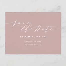 Dusky roze + wit elegante bruiloft opslaan van de briefkaart