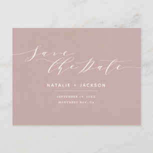 Dusky roze + wit elegante bruiloft opslaan van de briefkaart