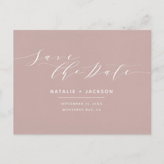 Dusky roze + wit elegante bruiloft opslaan van de  briefkaart (Voorkant)