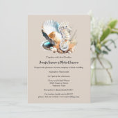 Dusky roze wit zeepaardje schelp koraal strand kaart (Staand voorkant)