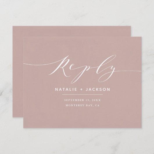 Dusky roze + witte elegante trouwreactie (Voorkant / Achterkant)