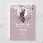 Dusky roze zwarte waterverf maanuitnodiging kaart (Voorkant)