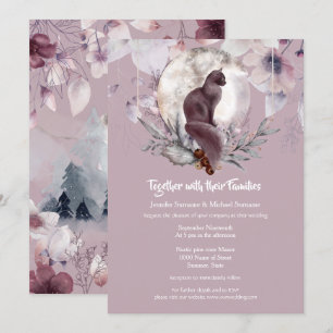 Dusky roze zwarte waterverf maanuitnodiging kaart