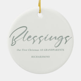 Dusky Sage Green Kerstmis Wreatfoto Blessings Keramisch Ornament