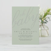 Dusky Sage Typography Baby shower Gender onthullin Kaart (Staand voorkant)