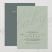 Dusky Sage Typography Baby shower Gender onthullin Kaart (Voorkant / Achterkant)