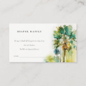 Dusky Tropical Palm Tree Diaper Raffle Baby shower Informatiekaartje (Voorkant)