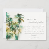 Dusky Tropische Waterverf Palm Trees Vrijgezellenf Bedankkaart (Voorkant)