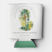 Dusky Tropische Waterverf Palm Trees Vrijgezellenf Blikjeskoeler (Voorkant)