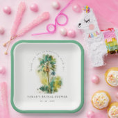 Dusky Tropische Waterverf Palm Trees Vrijgezellenf Papieren Bordje (Feest)