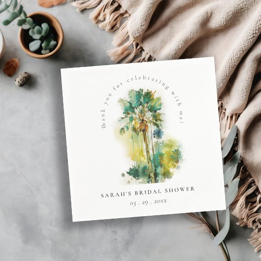 Dusky Tropische Waterverf Palm Trees Vrijgezellenf Servet