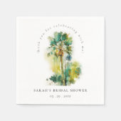 Dusky Tropische Waterverf Palm Trees Vrijgezellenf Servet (Voorkant)