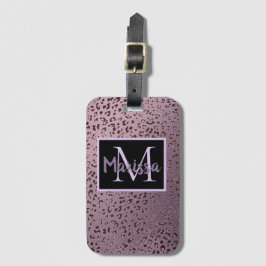 Dusky Violet Leopard Monogram Bagagelabel
