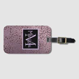 Dusky Violet Leopard Monogram Bagagelabel