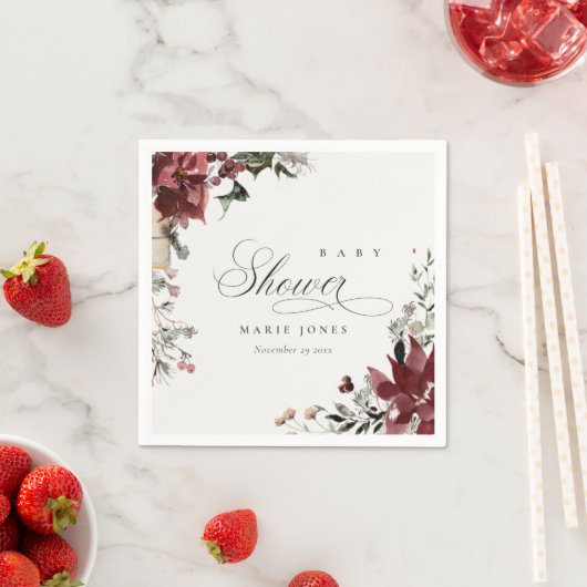 Dusky Warm Winter Feestelijk Loof Baby Shower Servet (Insitu)