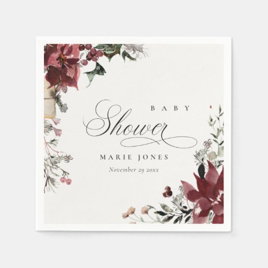 Dusky Warm Winter Feestelijk Loof Baby Shower  Servet (Voorkant)