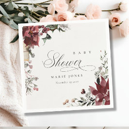 Dusky Warm Winter Feestelijk Loof Baby Shower  Servet