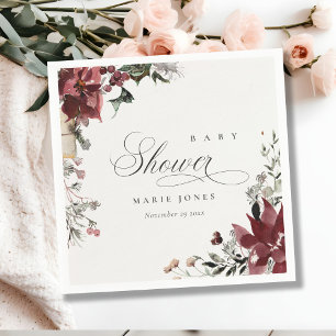 Dusky Warm Winter Festive Baby Shower Blad  Servet