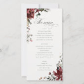 Dusky Warm Winter Festive Fauna Wedding Menu Kaart (Voorkant)