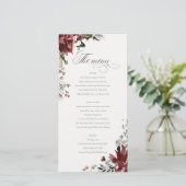 Dusky Warm Winter Festive Fauna Wedding Menu Kaart (Staand voorkant)