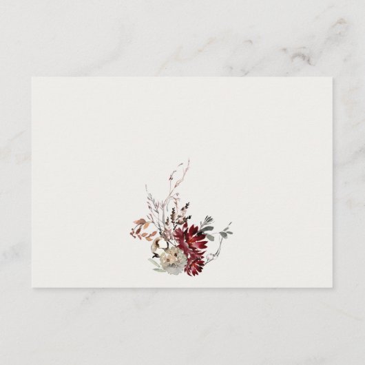 Dusky Warm Winter Festive Fauna Weduwen Reception Informatiekaartje (Achterkant)