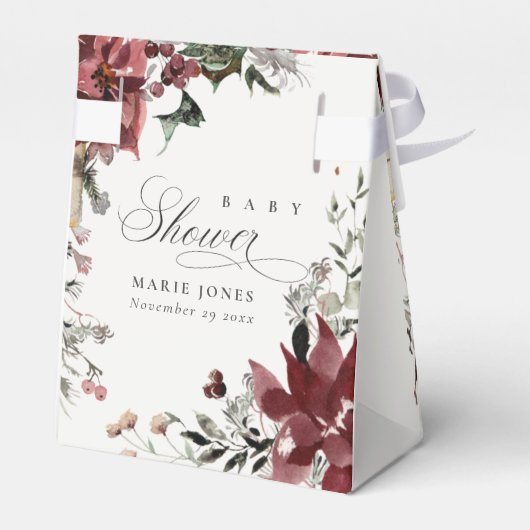 Dusky Warm Winter Festive Foliage Baby shower Bedankdoosjes (Achterkant)