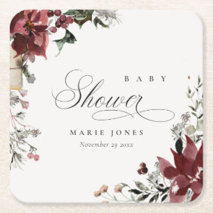 Dusky Warm Winter Festive Foliage Baby shower Kartonnen Onderzetters