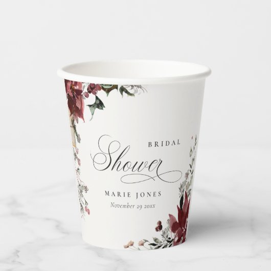 Dusky Warm Winter Festive Foliage Vrijgezellenfees Papieren Bekers (Voorkant)