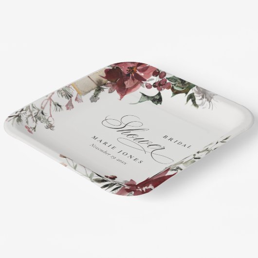 Dusky Warm Winter Festive Foliage Vrijgezellenfees Papieren Bordje (Gebogen)