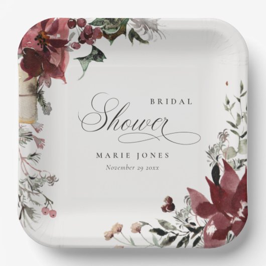 Dusky Warm Winter Festive Foliage Vrijgezellenfees Papieren Bordje (Voorkant)