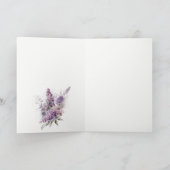 Dusky Waterverf Lila Cottage Floral Wedding Bedankkaart (Binnen)