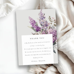 Dusky Waterverf Lila Cottage Floral Wedding Bedankkaart