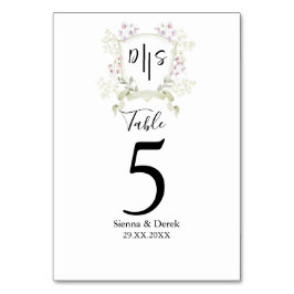 Dusky Wildflower Monogram Crest Wedding Kaart