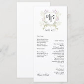 Dusky Wildflower Monogram Crest Wedding Menu (Voorkant / Achterkant)