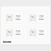 Dusky Wildflower Monogram Crest Wedding Rechthoekige Sticker (Vel)